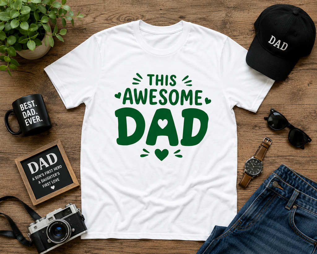 This Awesome Dad Vinyl T-Shirt | Funny Father’s Day Dad Tee