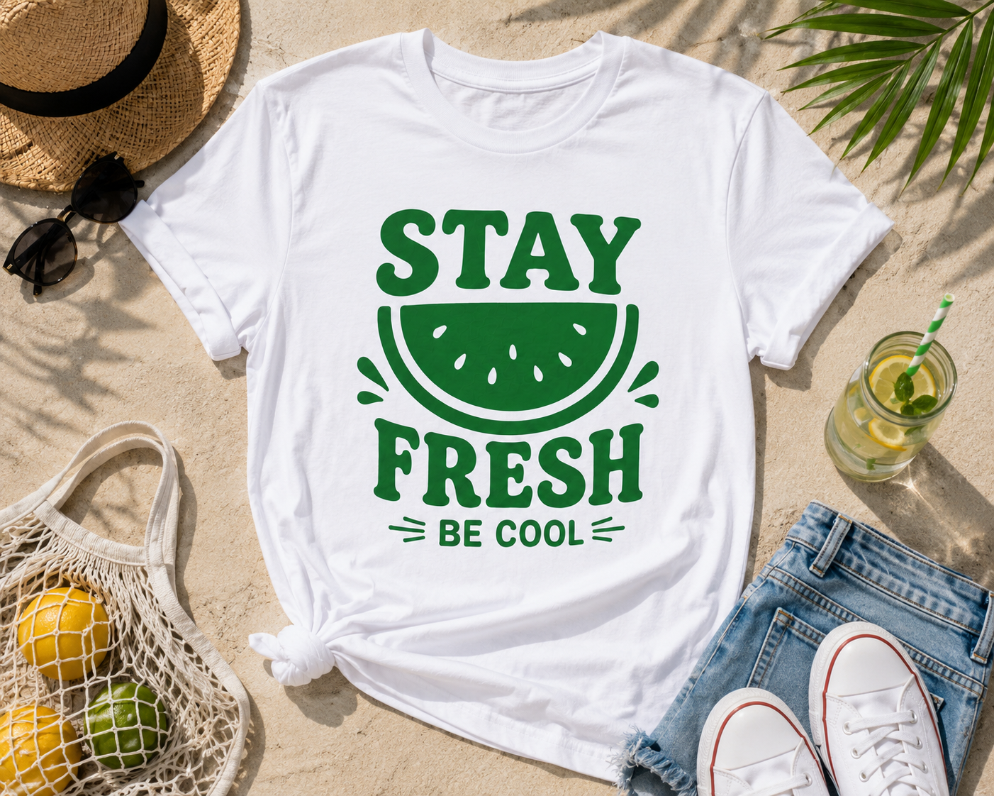 Stay Fresh Be Cool Watermelon Vinyl T-Shirt | Cute Summer Fruit Tee