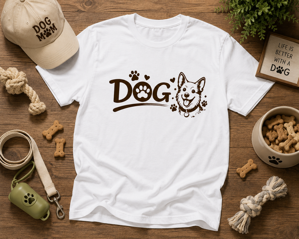 Dog Lover Vinyl T-Shirt | Cute Dog Paw Print Tee | Pet Lover Gift Shirt | Dog Mom Dog Dad Unisex T-Shirt