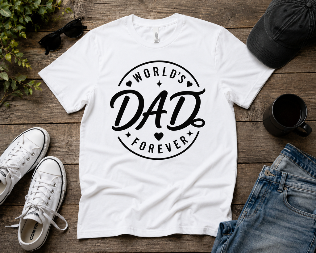 World’s Best Dad Forever Vinyl T-Shirt | Father’s Day Dad Tee