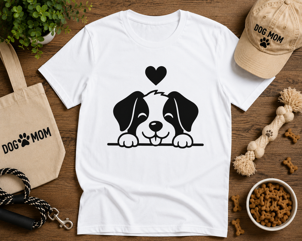 Cute Puppy Dog Lover T-Shirt | Adorable Dog Vinyl Tee | Pet Owner Gift Shirt