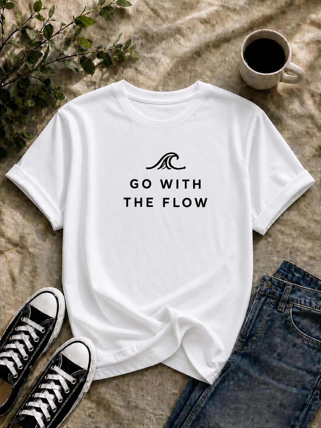 Go With The Flow Beach Minimalist Vinyl T-Shirt
