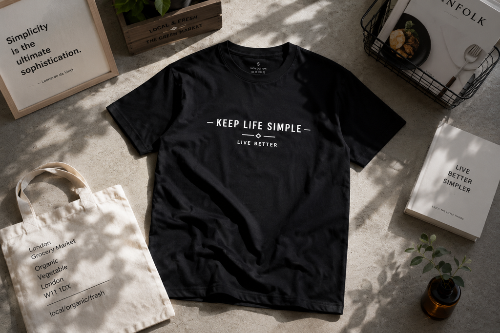 Keep Life Simple Minimalist Inspirational Vinyl T-Shirt