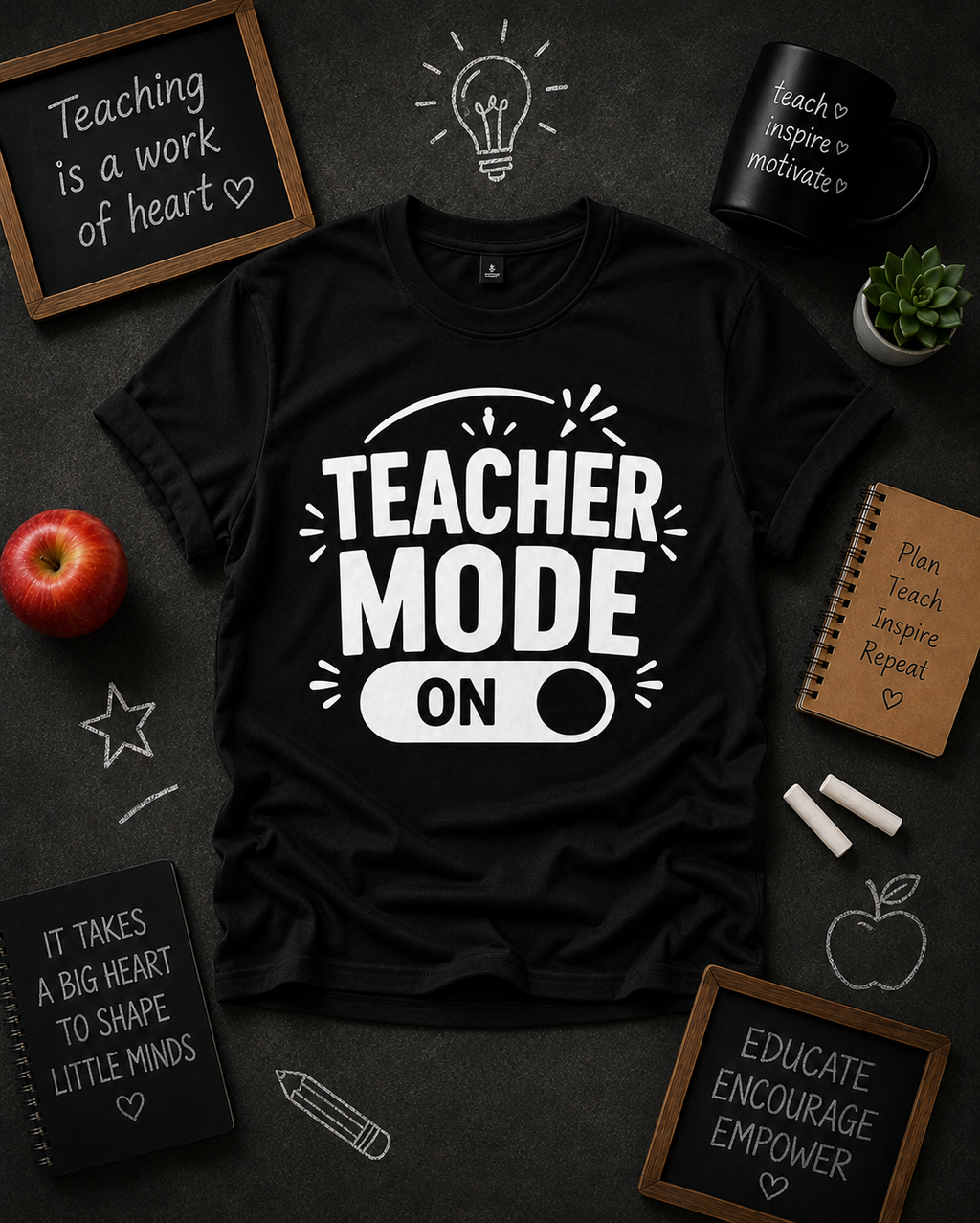 Teacher Mode ON Funny Teacher Vinyl T-Shirt