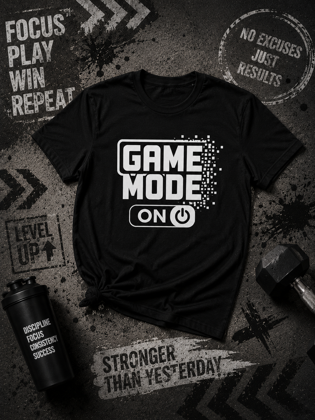 Game Mode ON Motivational Gamer & Fitness Vinyl T-Shirt