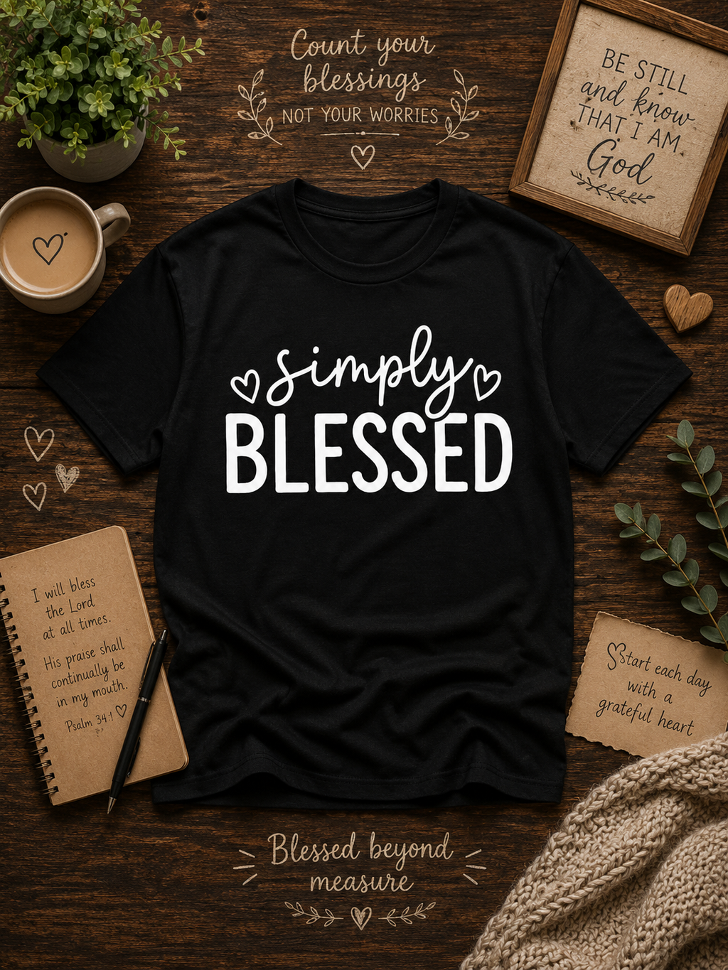 Simply Blessed Inspirational Christian Vinyl T-Shirt