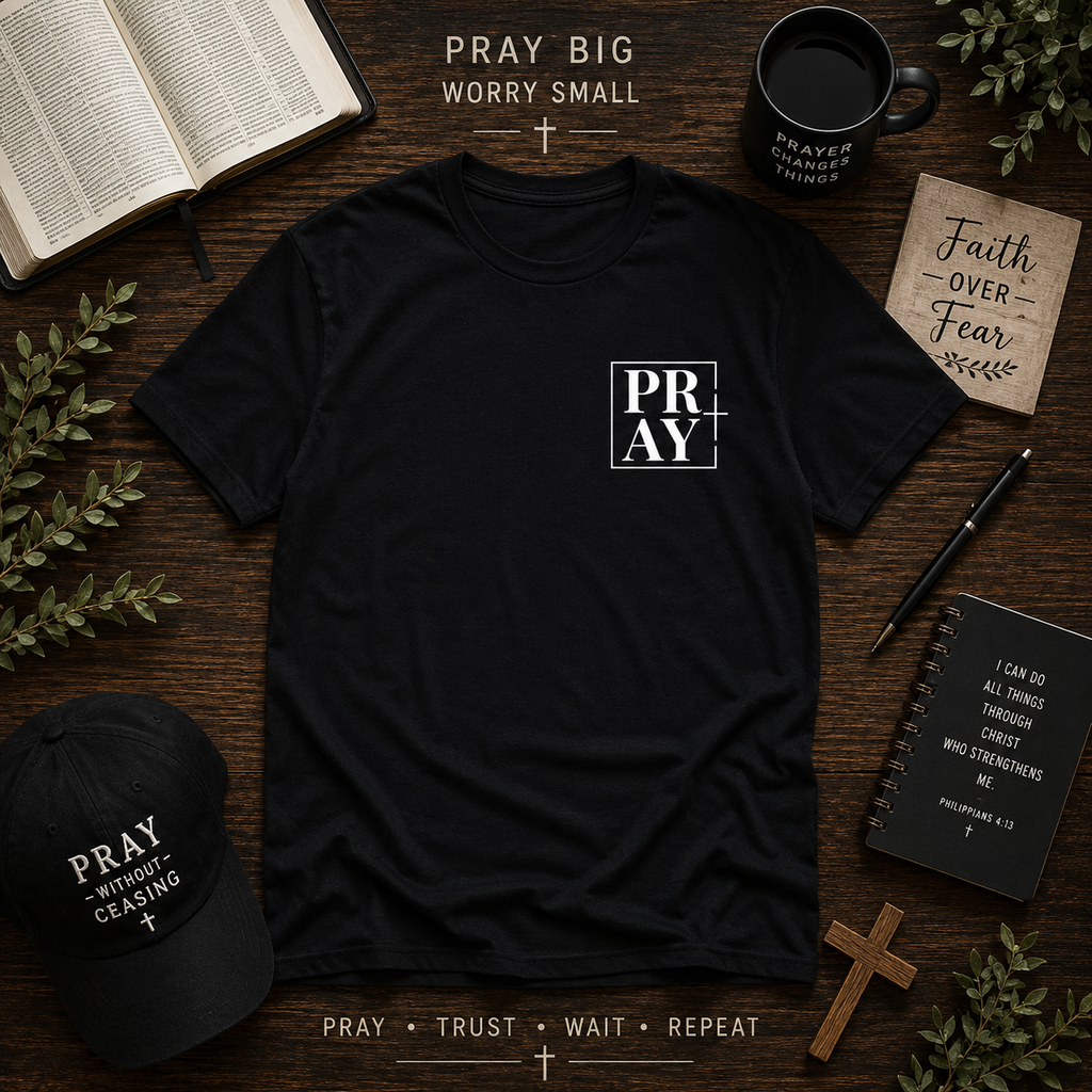 Pray Christian Minimalist Vinyl T-Shirt