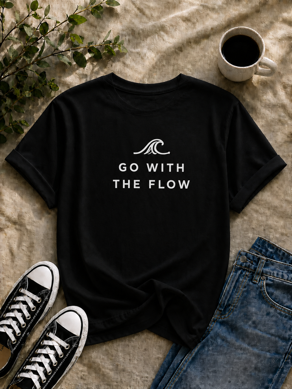 Go With The Flow Beach Minimalist Vinyl T-Shirt