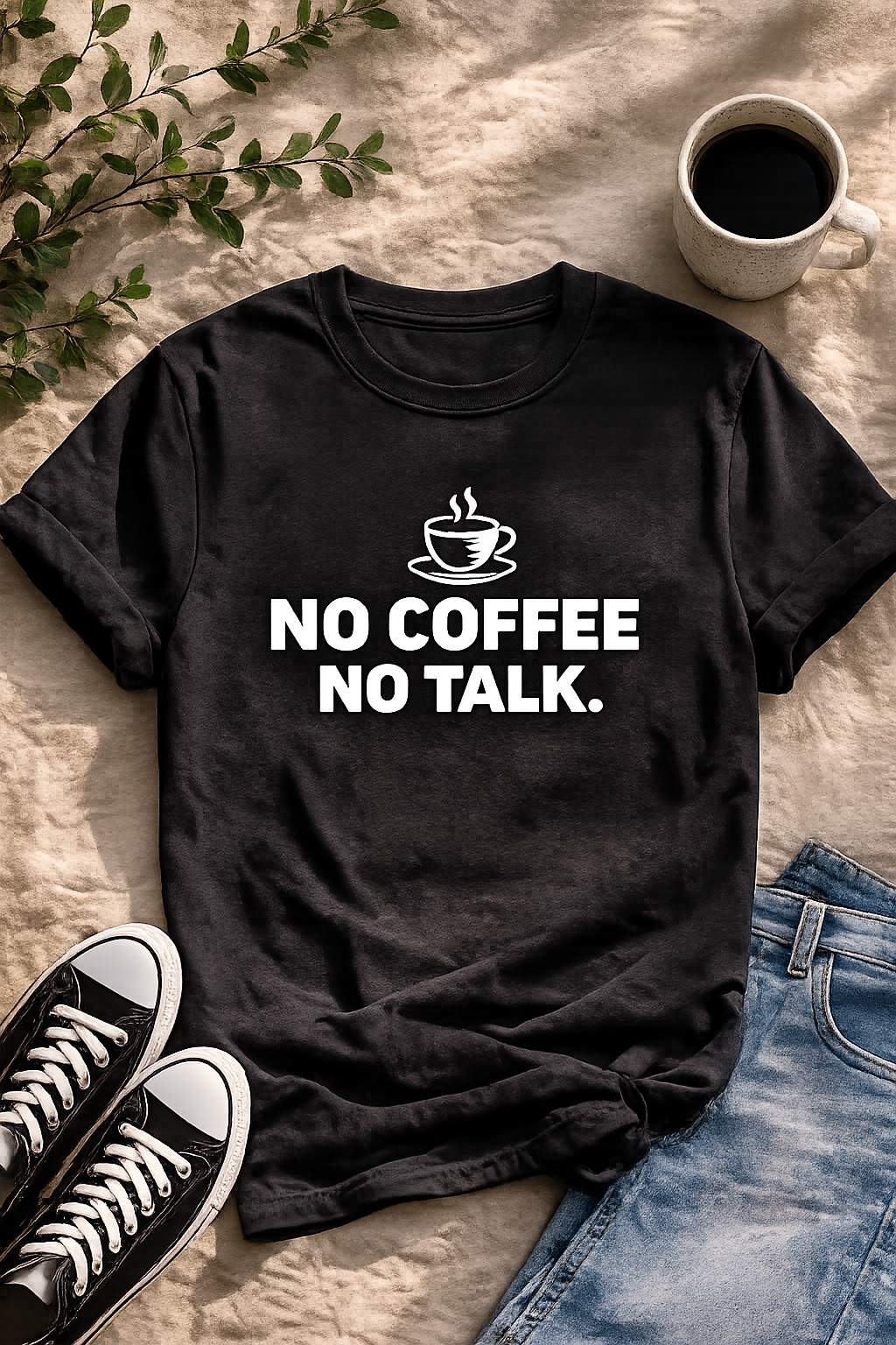 No Coffee No Talk Funny Coffee Lover Vinyl T-Shirt