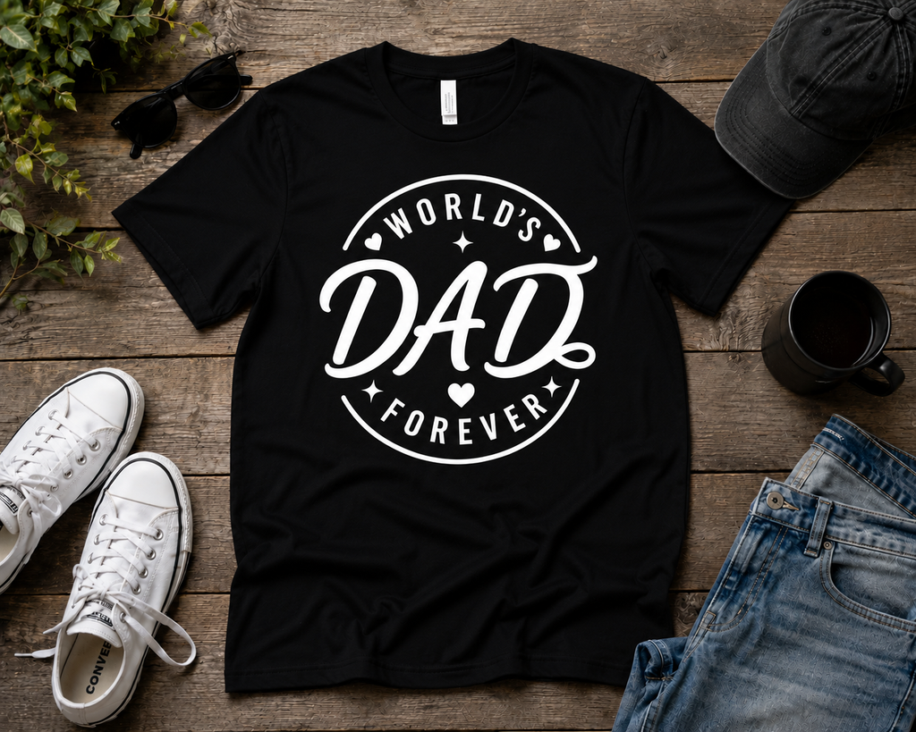 World’s Best Dad Forever Vinyl T-Shirt | Father’s Day Dad Tee
