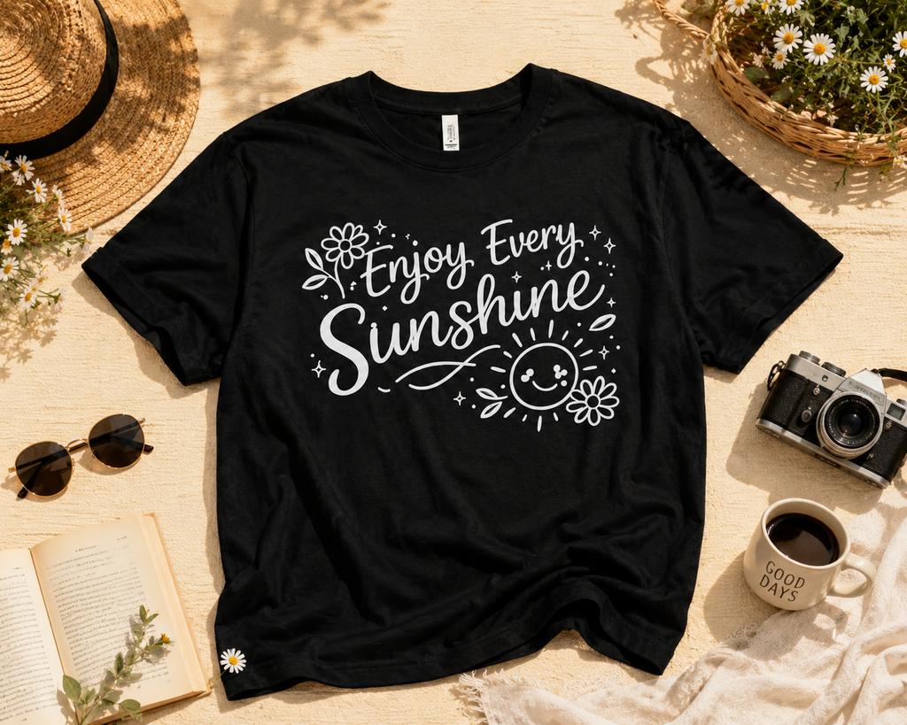 Enjoy Every Sunshine Cute Inspirational Vinyl T-Shirt