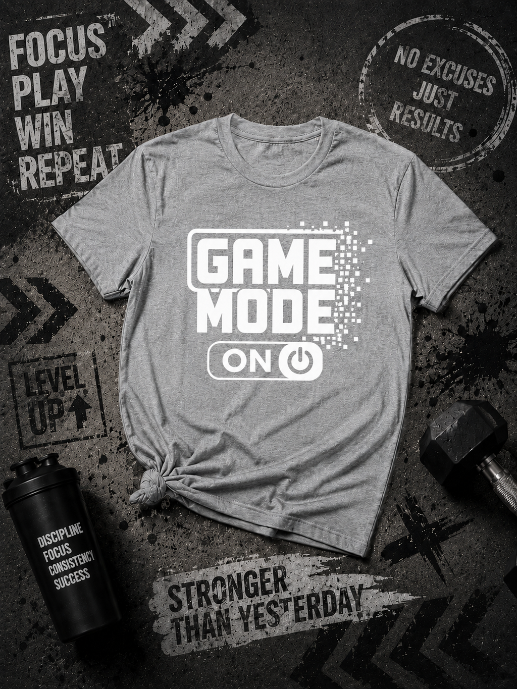 Game Mode ON Motivational Gamer & Fitness Vinyl T-Shirt