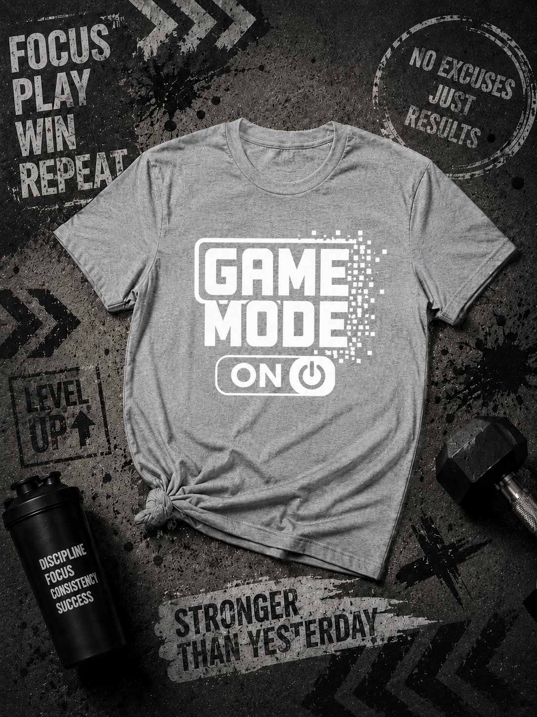 Game Mode ON Motivational Gamer & Fitness Vinyl T-Shirt