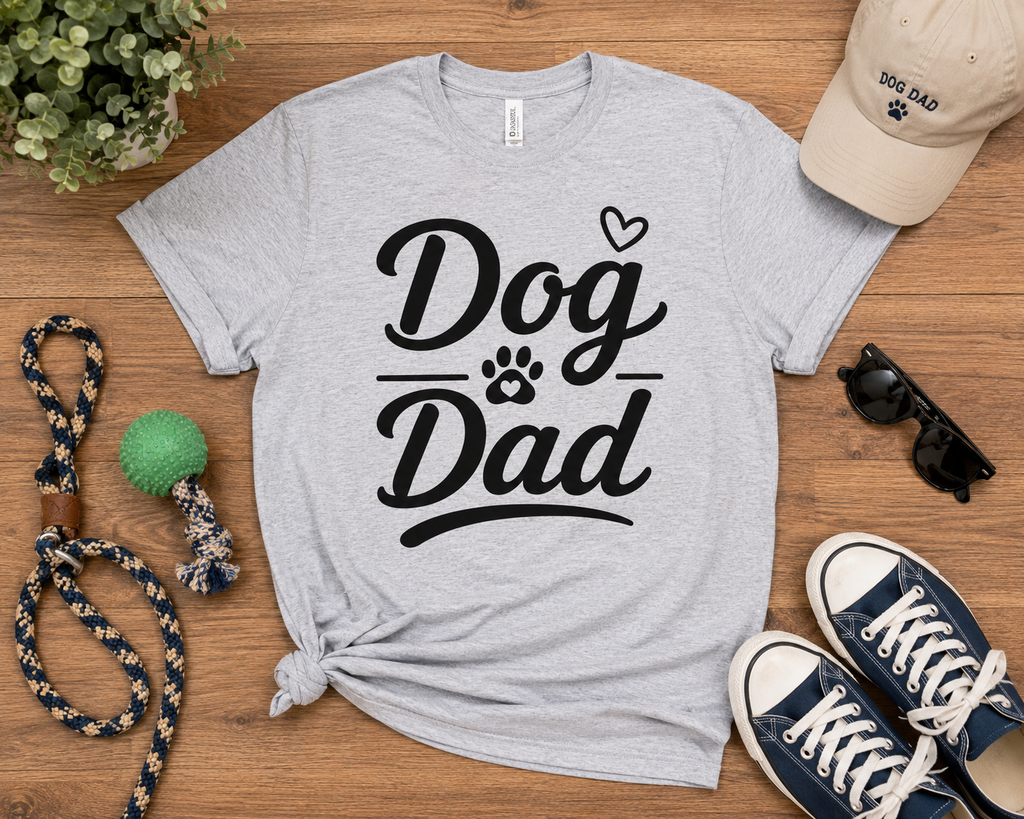 Dog Dad T-Shirt | Dog Lover Vinyl Tee | Paw Print Pet Dad Gift Shirt