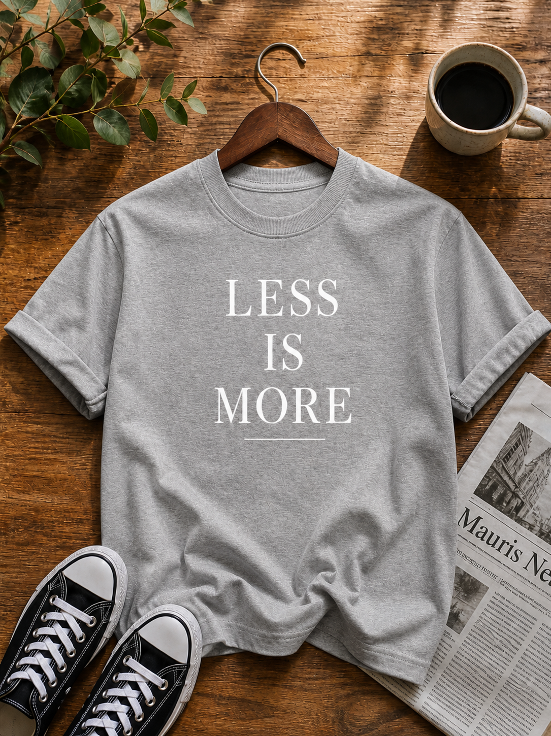 Less Is More Minimalist Typography Vinyl T-Shirt