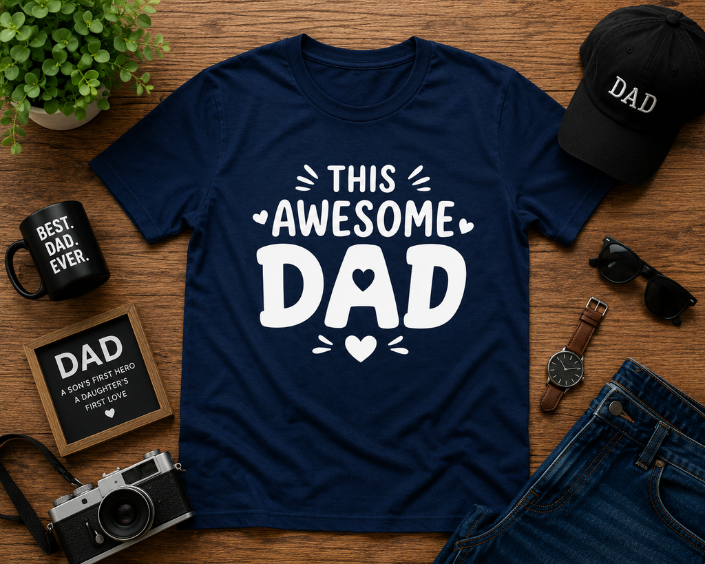 This Awesome Dad Vinyl T-Shirt | Funny Father’s Day Dad Tee