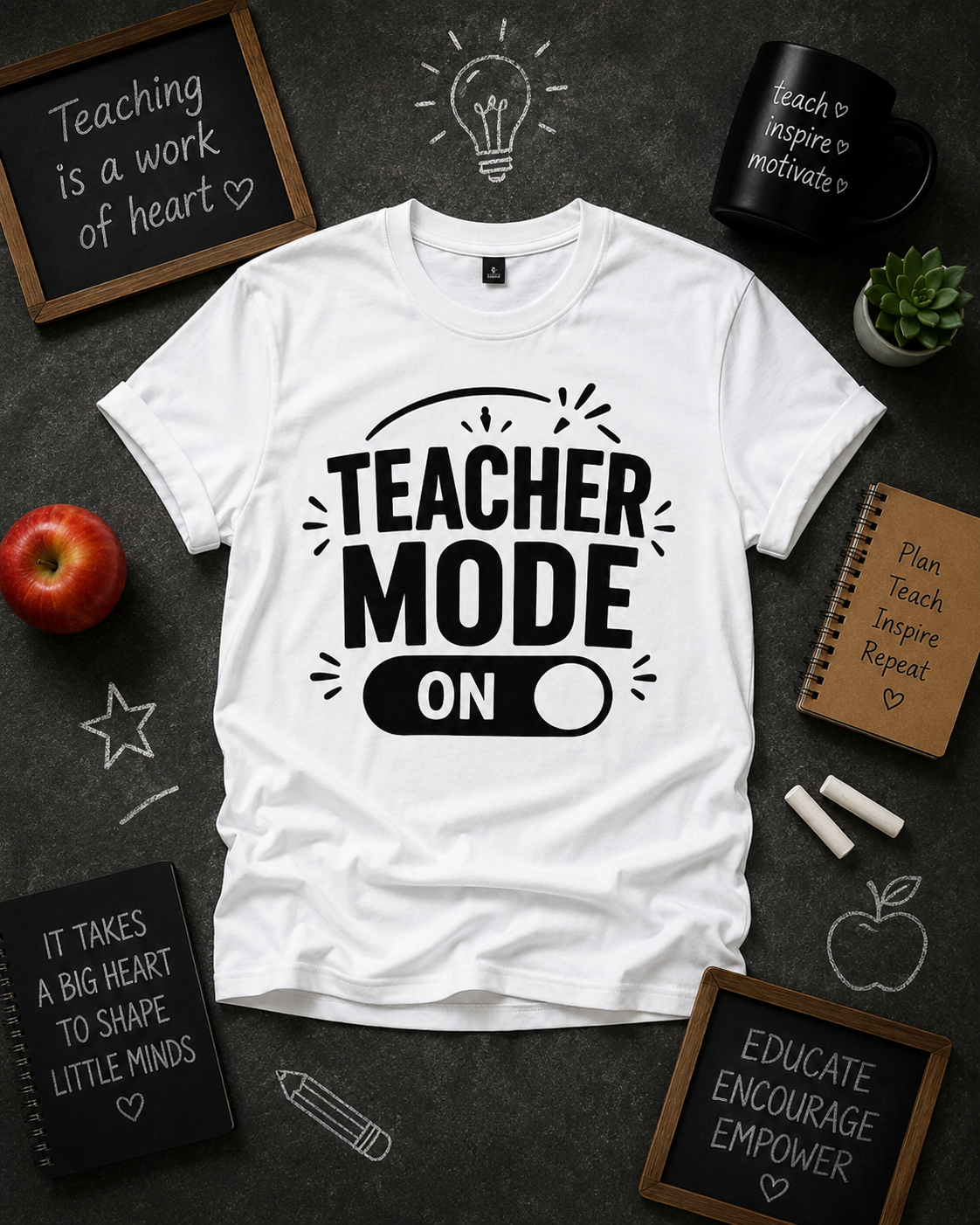 Teacher Mode ON Funny Teacher Vinyl T-Shirt