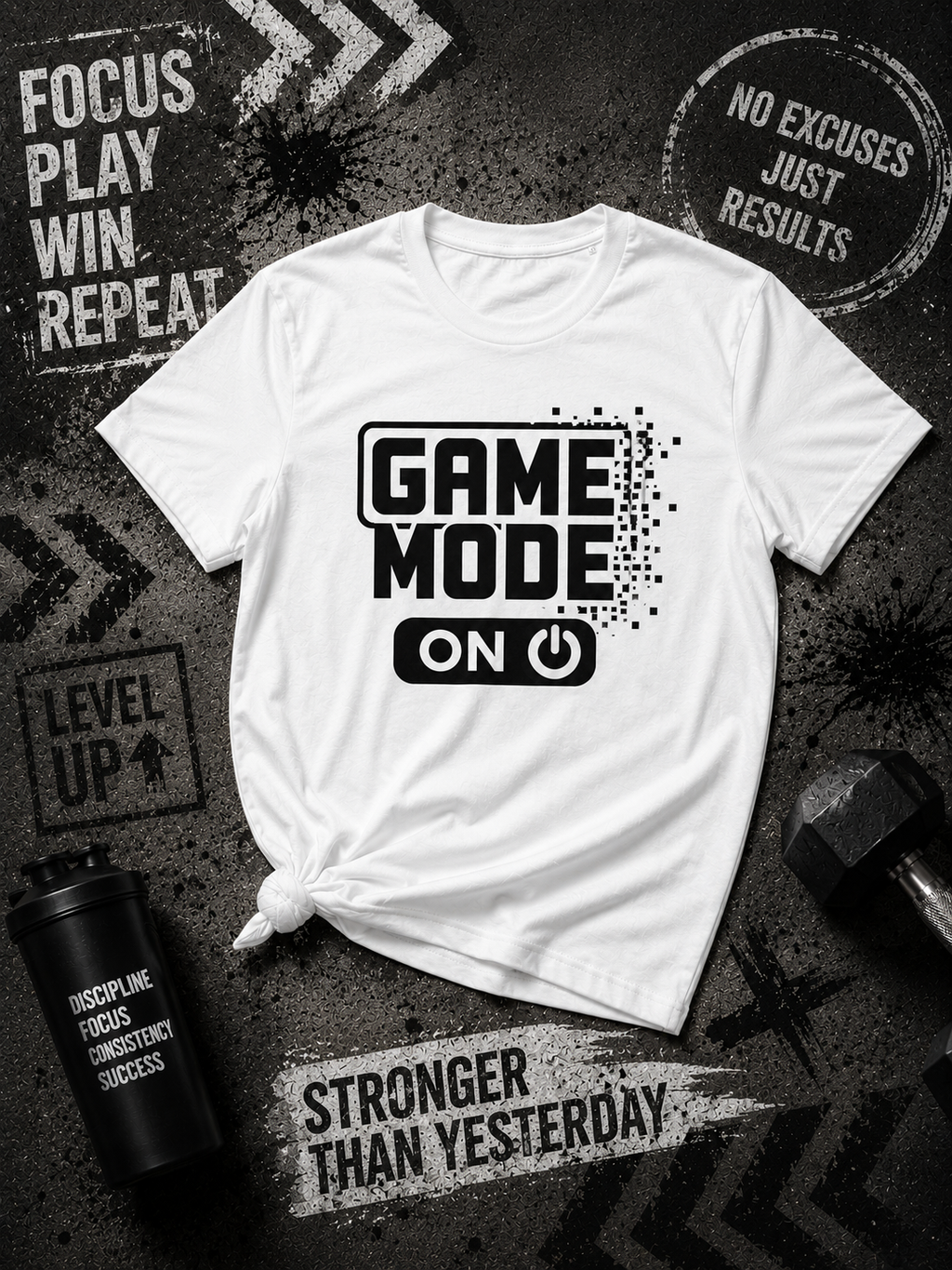 Game Mode ON Motivational Gamer & Fitness Vinyl T-Shirt