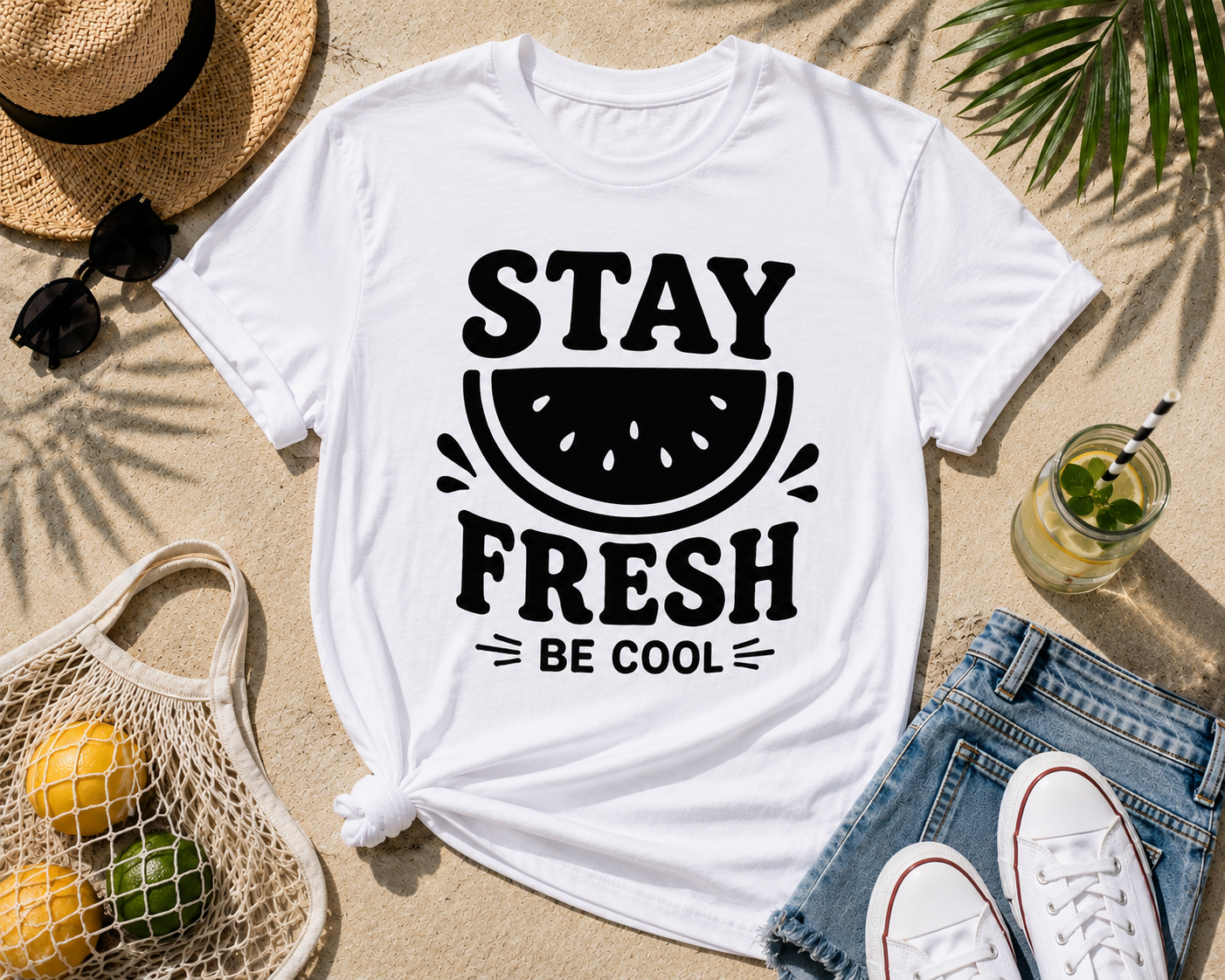 Stay Fresh Be Cool Watermelon Vinyl T-Shirt | Cute Summer Fruit Tee