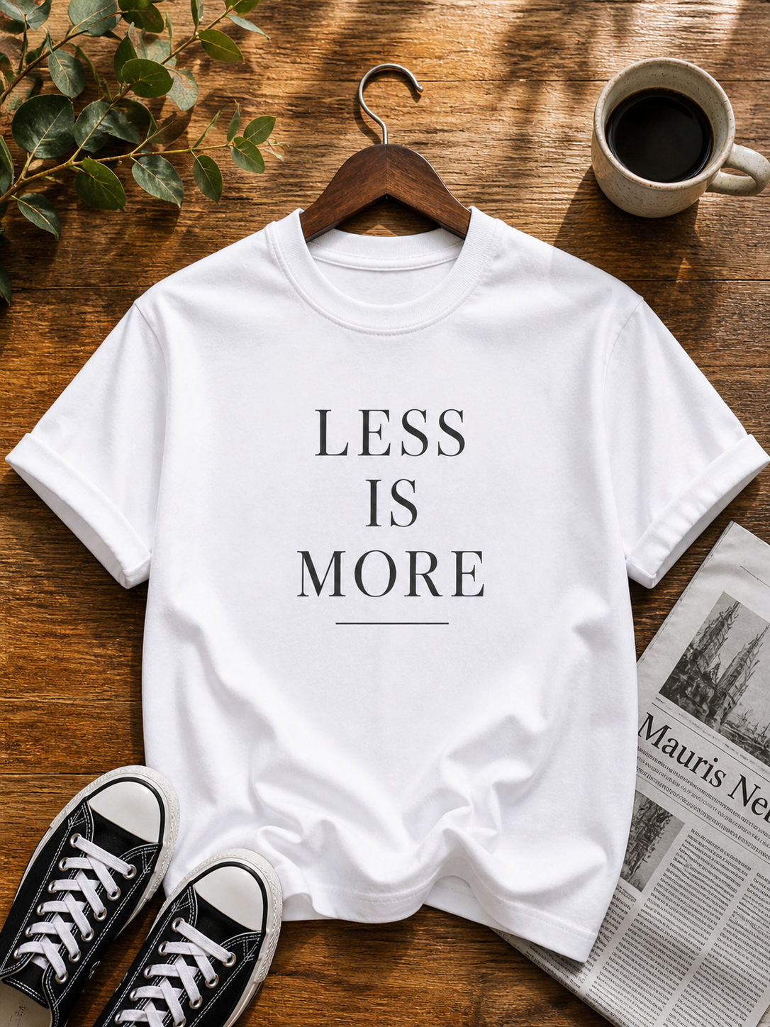 Less Is More Minimalist Typography Vinyl T-Shirt