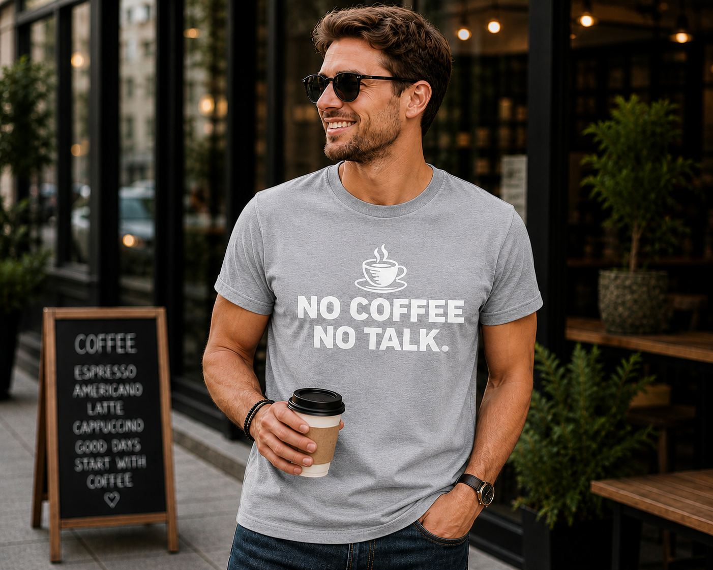 No Coffee No Talk Funny Coffee Lover Vinyl T-Shirt