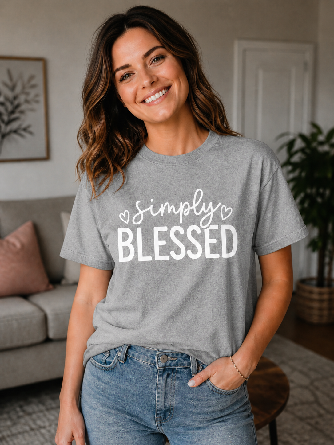 Simply Blessed Inspirational Christian Vinyl T-Shirt