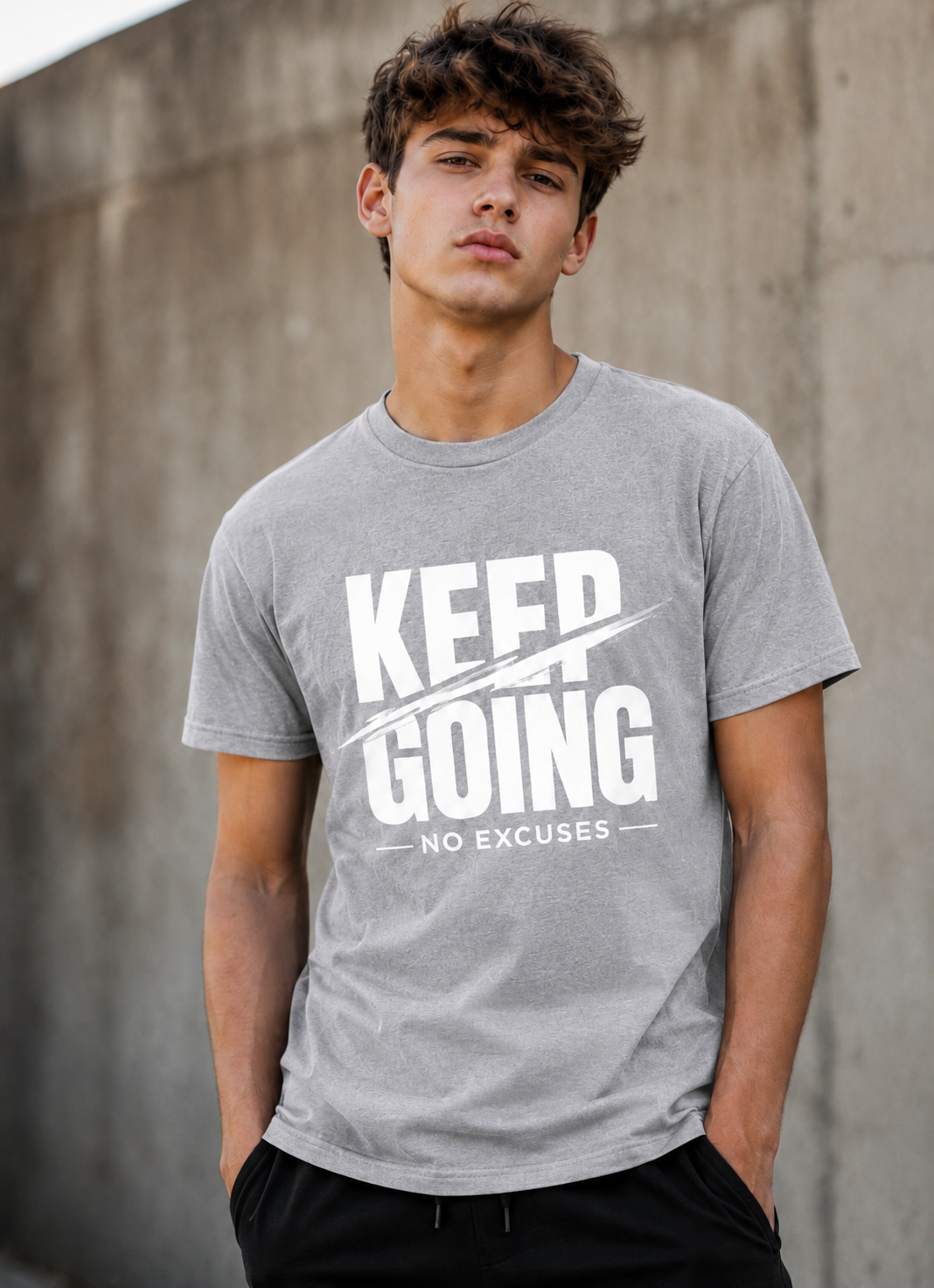 Keep Going No Excuses Motivational Vinyl T-Shirt