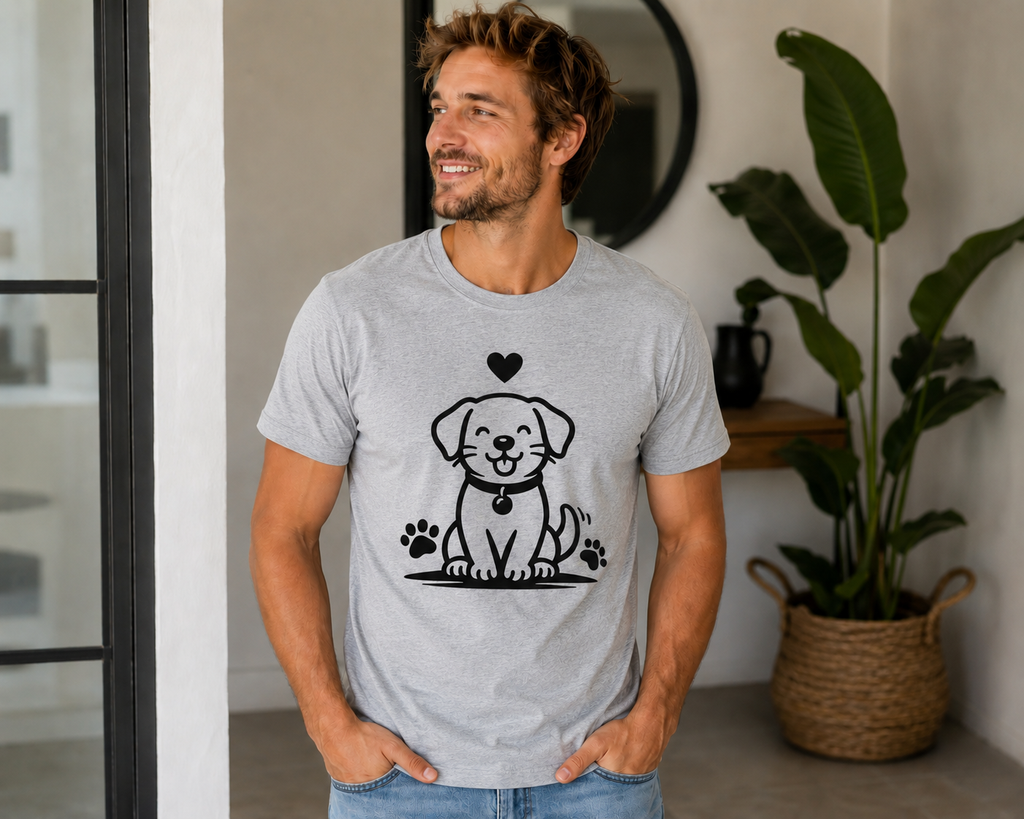 Cute Puppy Love Dog Lover Vinyl T-Shirt | Funny Pet Owner Tee | Dog Mom & Dog Dad Gift