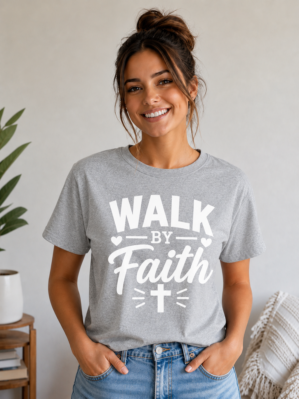 Walk by Faith Christian Inspirational Vinyl T-Shirt