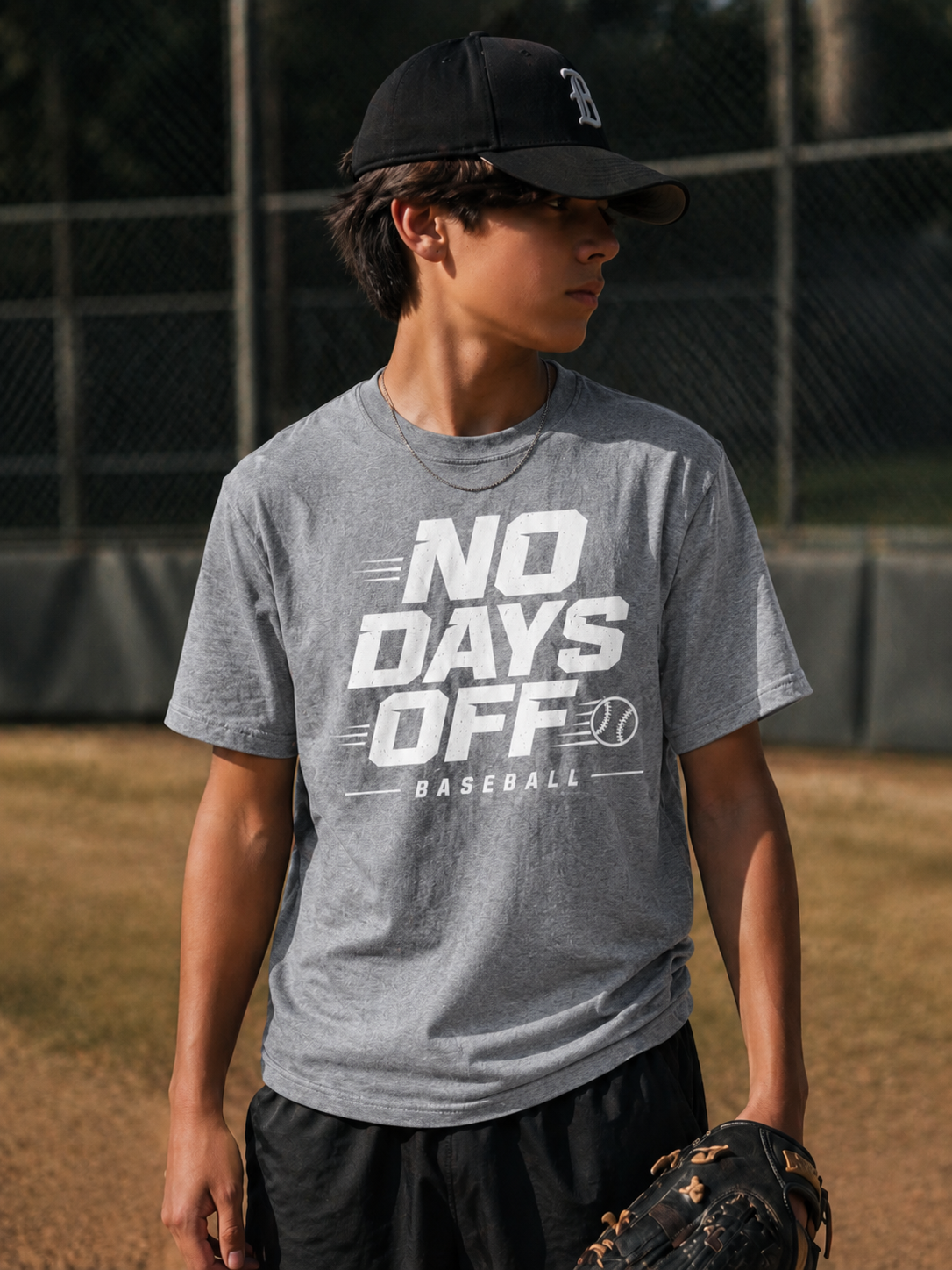 No Days Off Baseball Vinyl T-Shirt