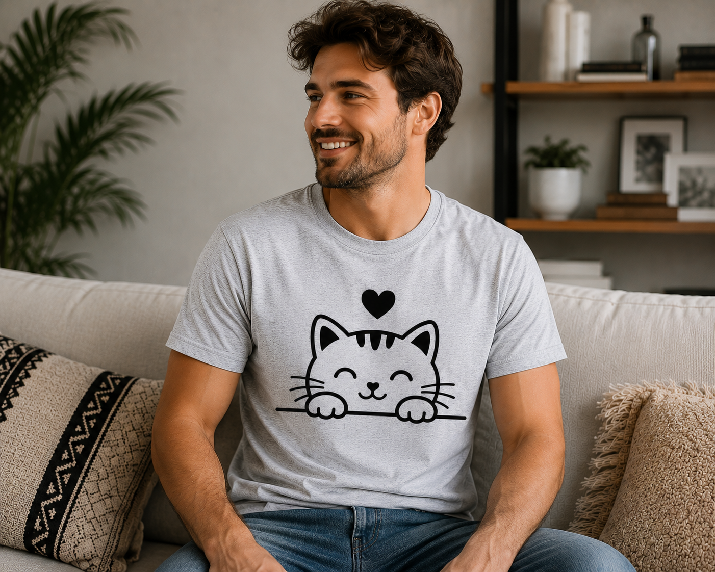 Cute Cat Lover T-Shirt | Adorable Kitty Vinyl Tee | Cat Mom Gift | Animal Lover Shirt