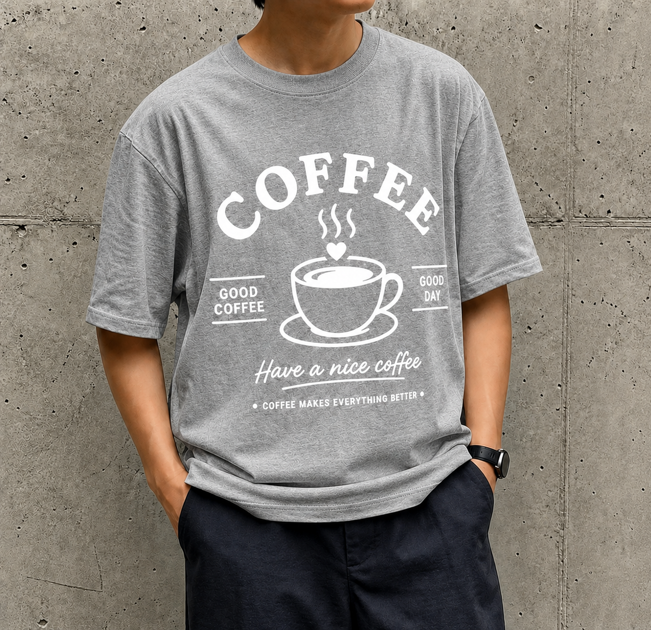 Coffee Lover Vinyl T-Shirt – Good Coffee Good Day Casual Tee