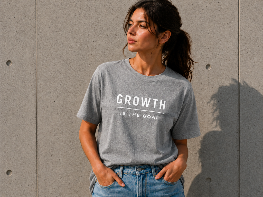 Growth Is the Goal Motivational Minimalist Vinyl T-Shirt