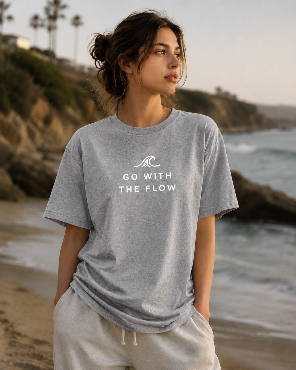 Go With The Flow Beach Minimalist Vinyl T-Shirt