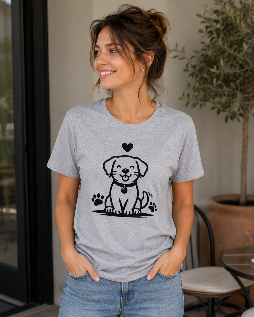 Cute Puppy Love Dog Lover Vinyl T-Shirt | Funny Pet Owner Tee | Dog Mom & Dog Dad Gift