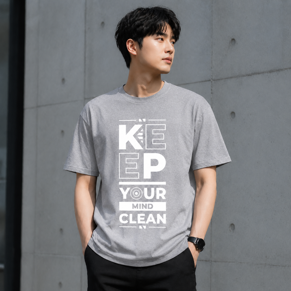 Keep Your Mind Clean Motivational Typography Vinyl T-Shirt