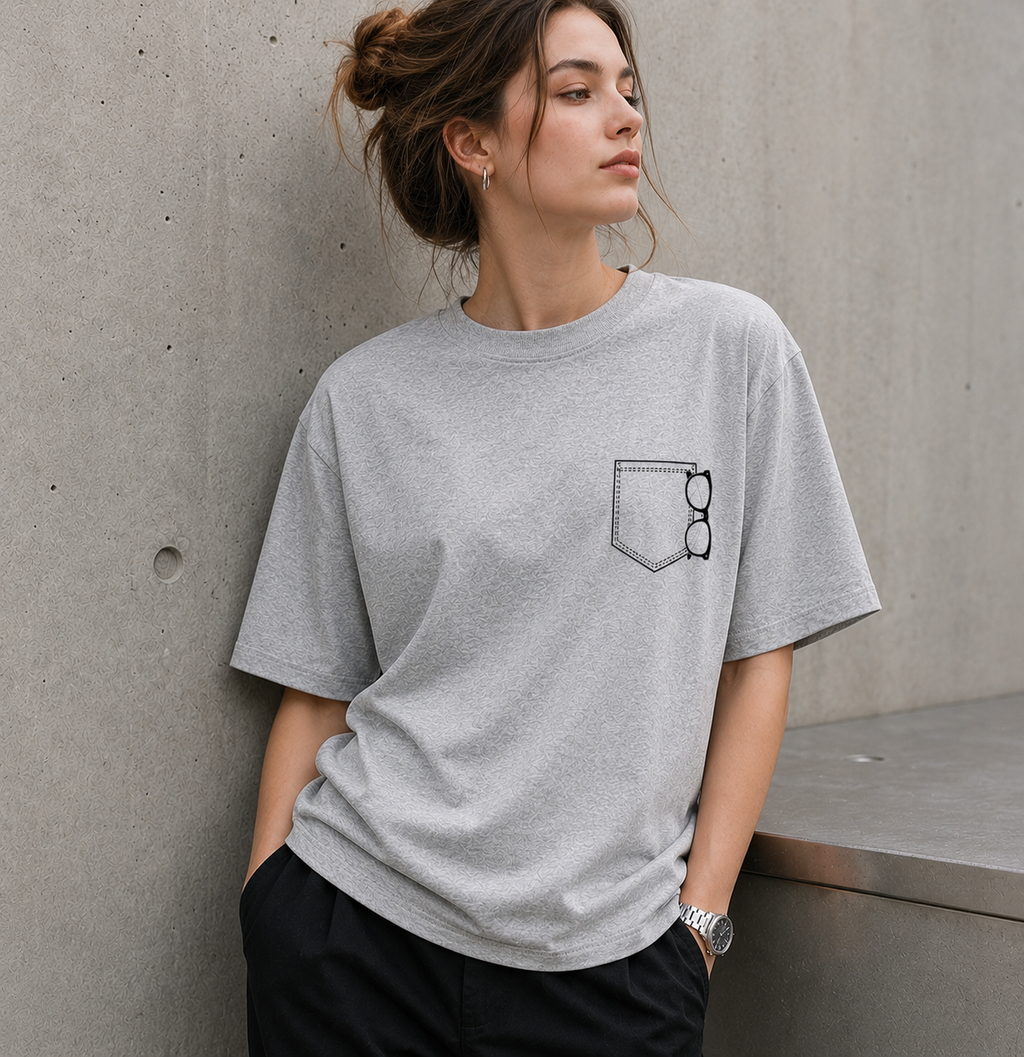 Minimalist Pocket Glasses Vinyl T-Shirt – Simple Aesthetic Tee
