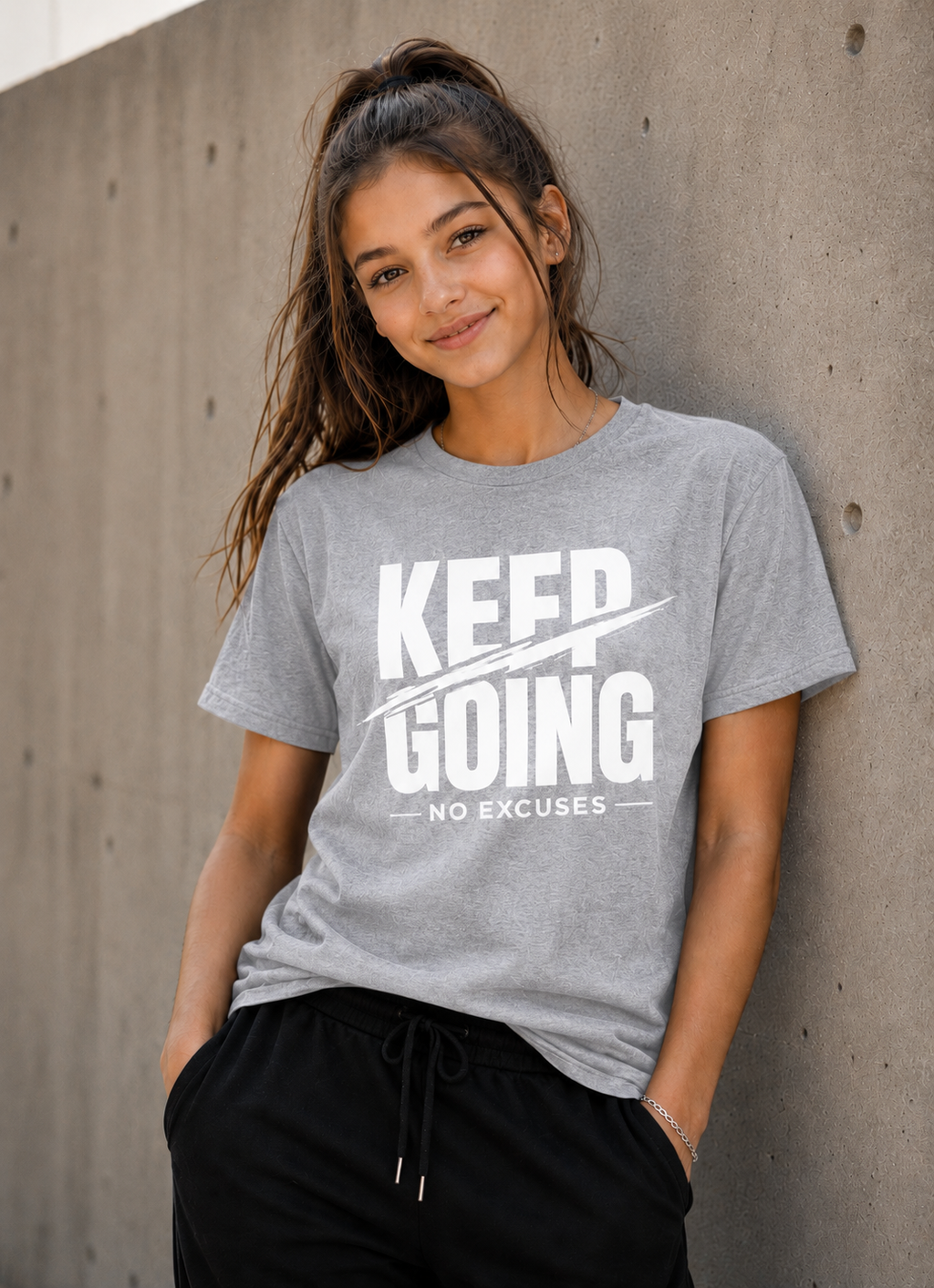 Keep Going No Excuses Motivational Vinyl T-Shirt