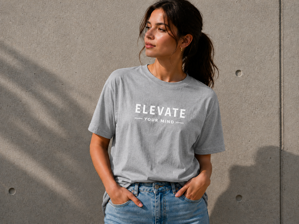 Elevate Your Mind Motivational Minimalist Vinyl T-Shirt