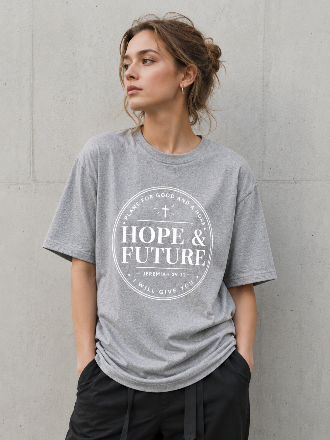 Hope & Future Christian Inspirational Bible Verse Vinyl T-Shirt