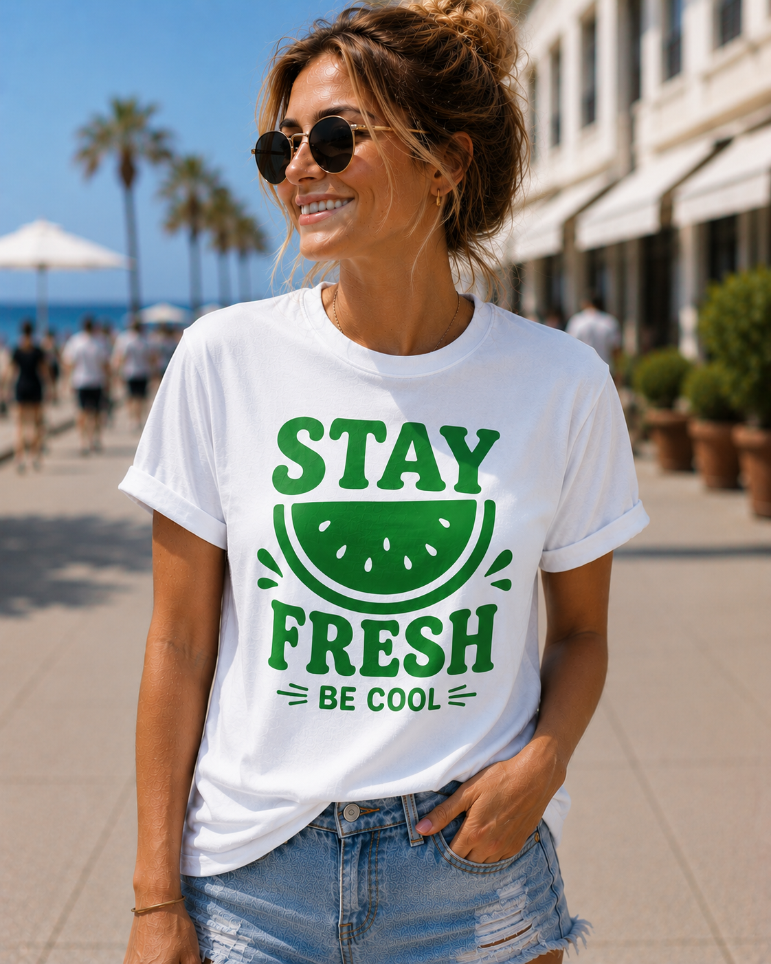 Stay Fresh Be Cool Watermelon Vinyl T-Shirt | Cute Summer Fruit Tee