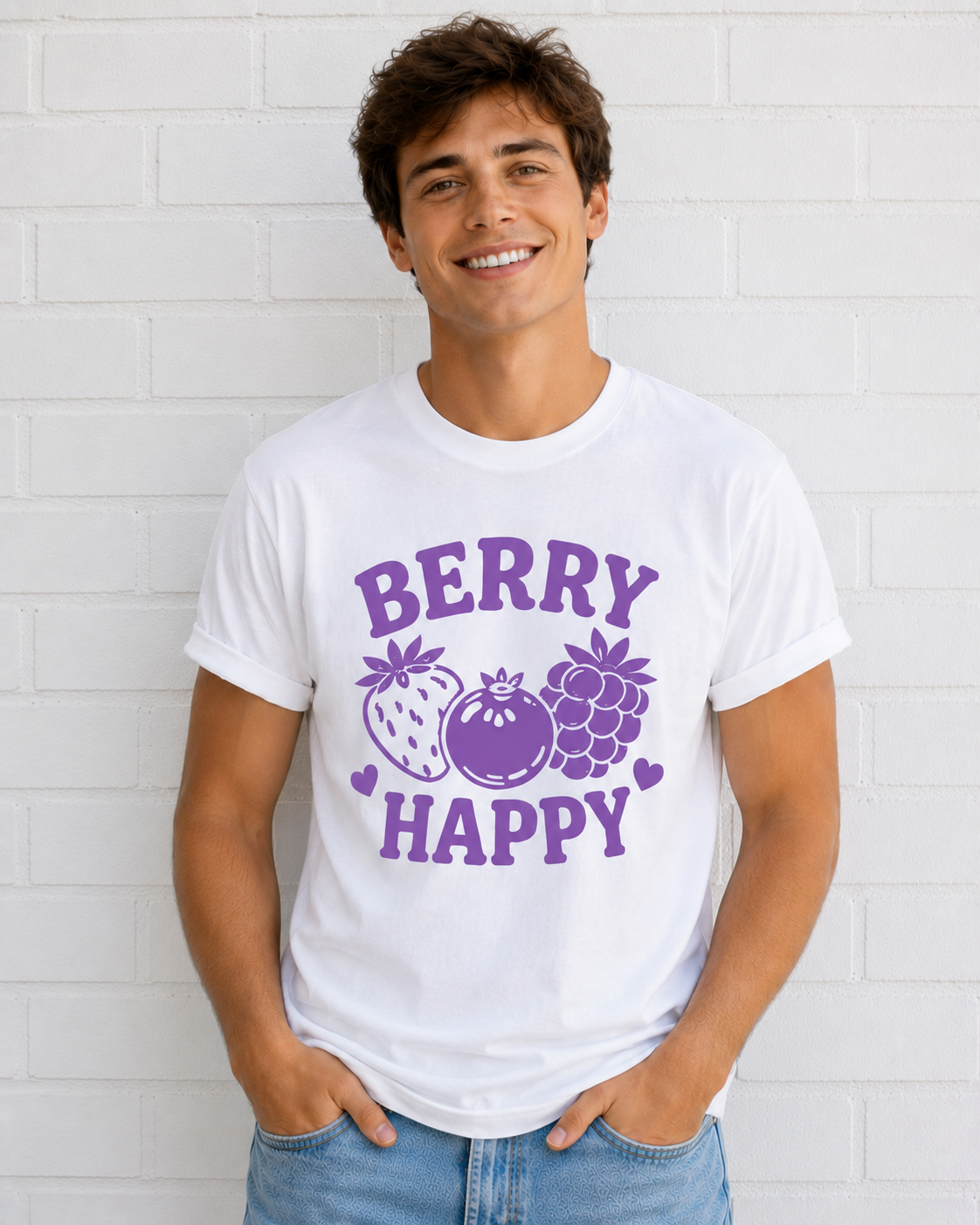 Berry Happy Vinyl T-Shirt | Cute Retro Fruit Aesthetic Tee