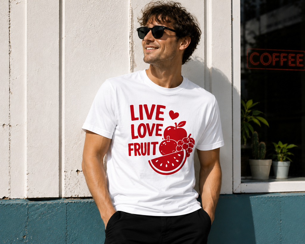 Live Love Fruit Vinyl T-Shirt | Cute Retro Fruit Summer Tee