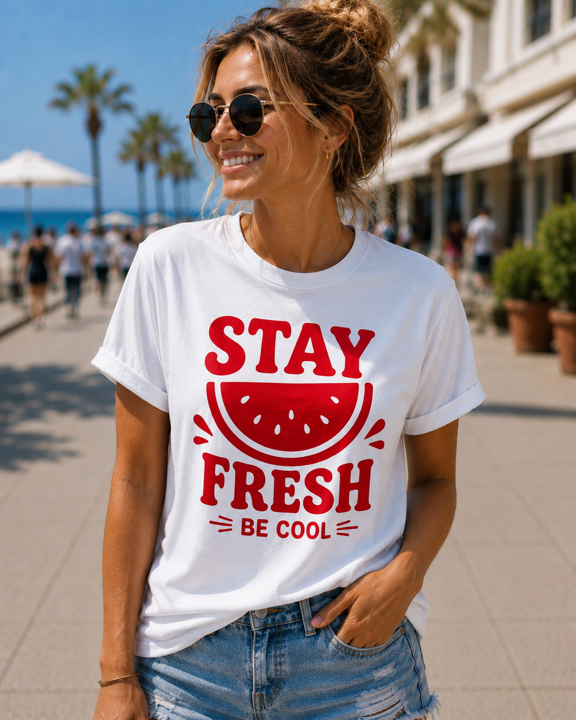 Stay Fresh Be Cool Watermelon Vinyl T-Shirt | Cute Summer Fruit Tee