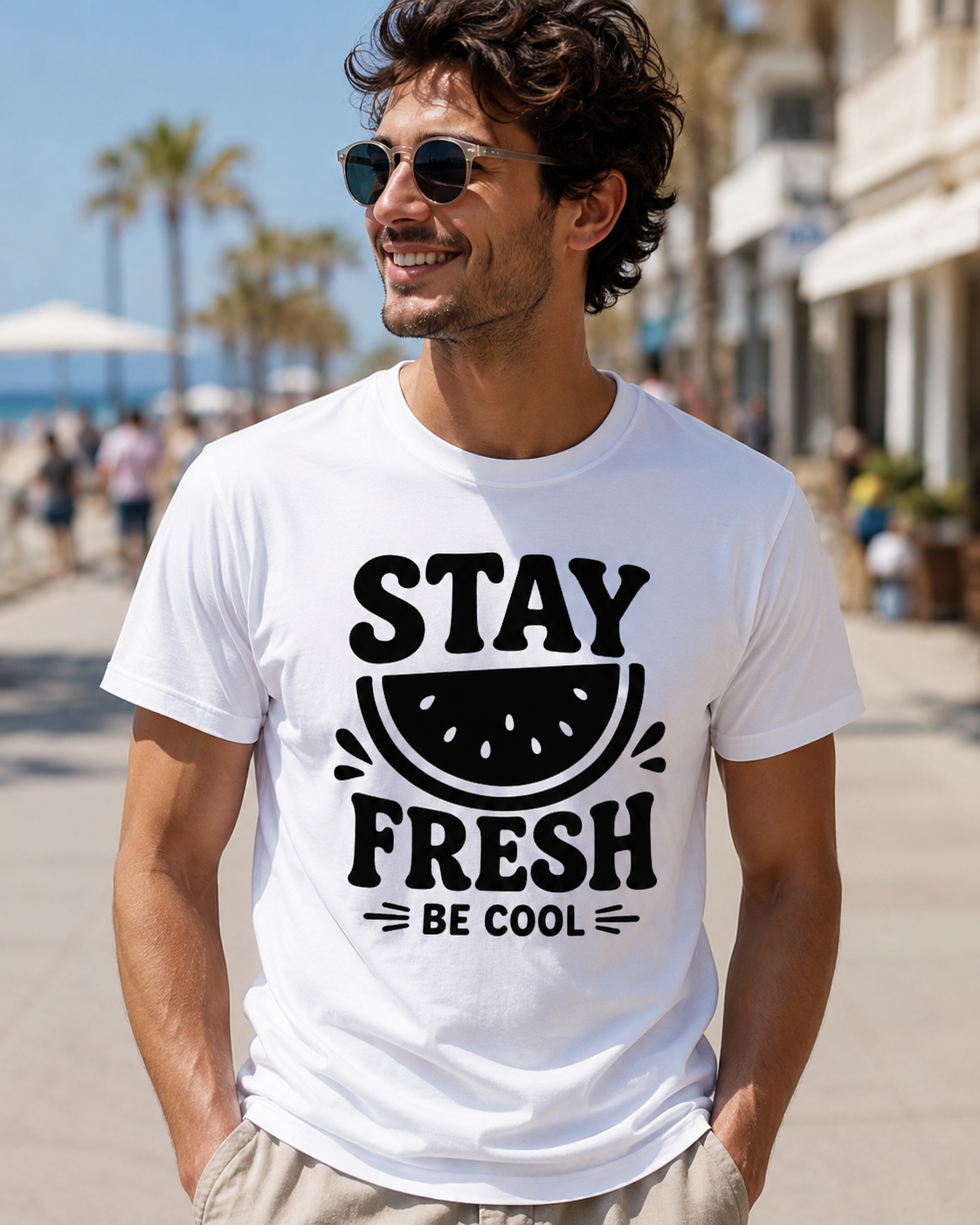 Stay Fresh Be Cool Watermelon Vinyl T-Shirt | Cute Summer Fruit Tee