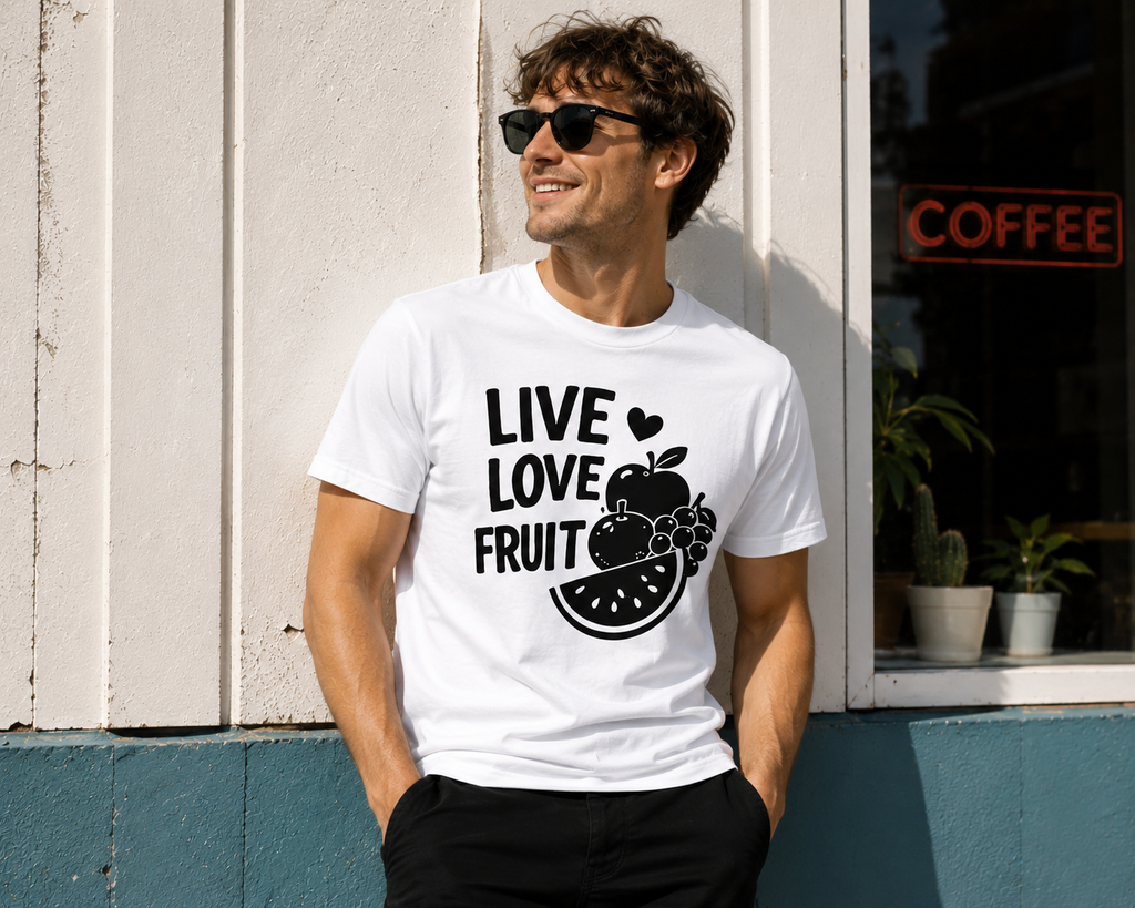 Live Love Fruit Vinyl T-Shirt | Cute Retro Fruit Summer Tee