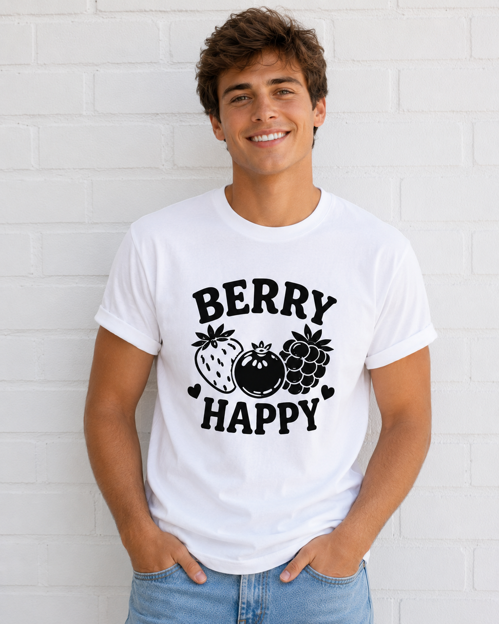Berry Happy Vinyl T-Shirt | Cute Retro Fruit Aesthetic Tee