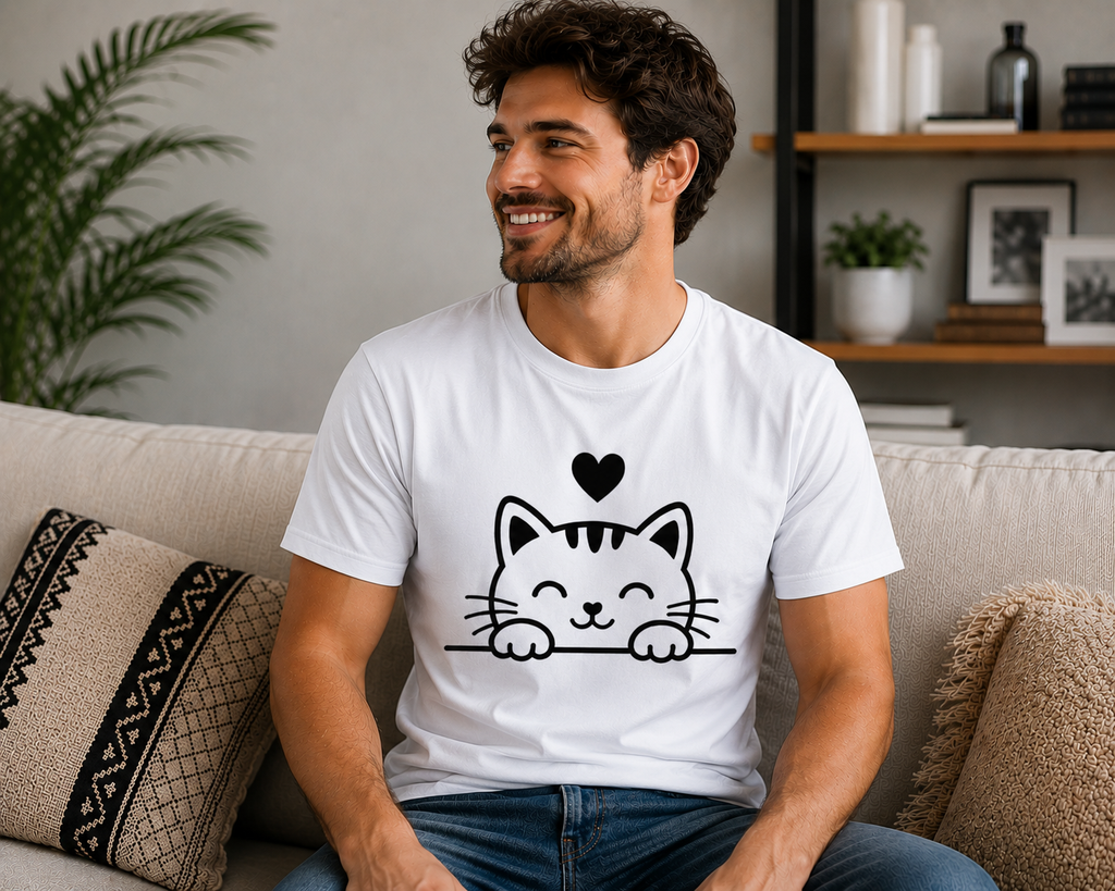 Cute Cat Lover T-Shirt | Adorable Kitty Vinyl Tee | Cat Mom Gift | Animal Lover Shirt