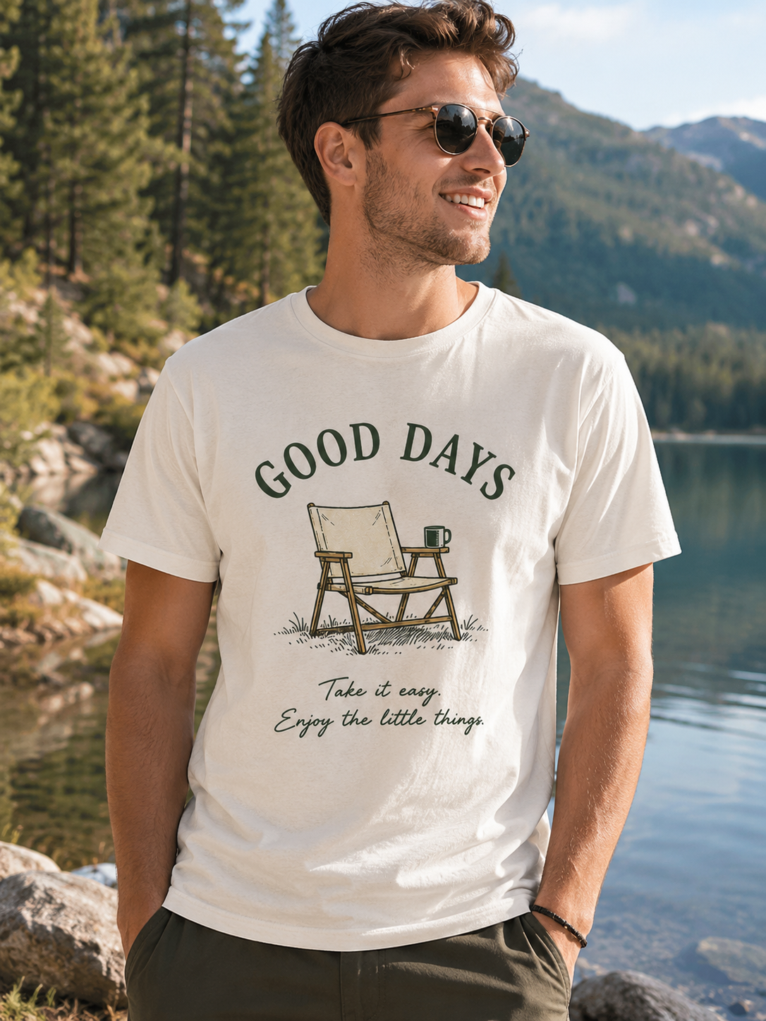 Good Days Camping Graphic Tee | Vintage Outdoor Relaxation T-Shirt | Unisex Nature Shirt