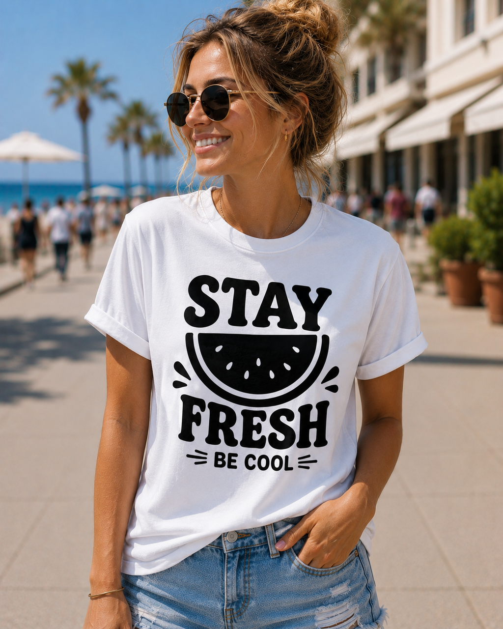 Stay Fresh Be Cool Watermelon Vinyl T-Shirt | Cute Summer Fruit Tee